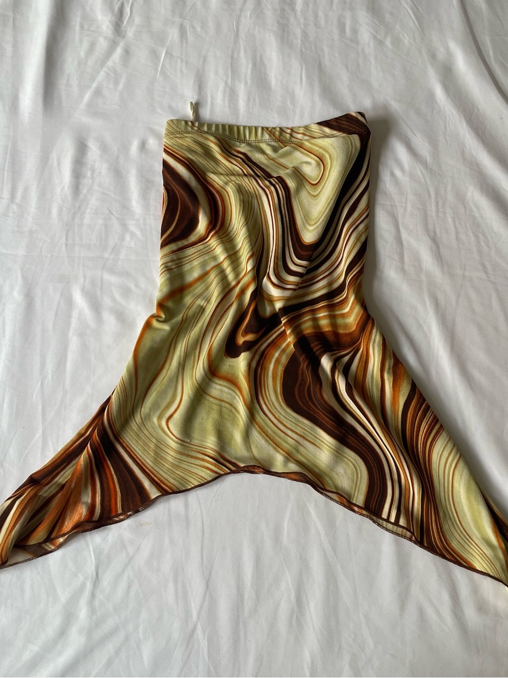 Swirl Asymmetrical Skirt in Brown & Cream